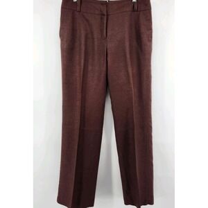 Womens Size 10 Brown Linen Blend Pants‎ Office Casual  Inseam 30 Flat Front